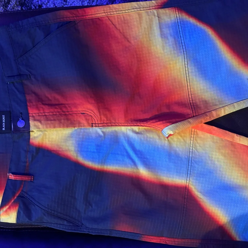 Black Scale Multicolor Gradient Cargo Pants - Picture 2 of 4